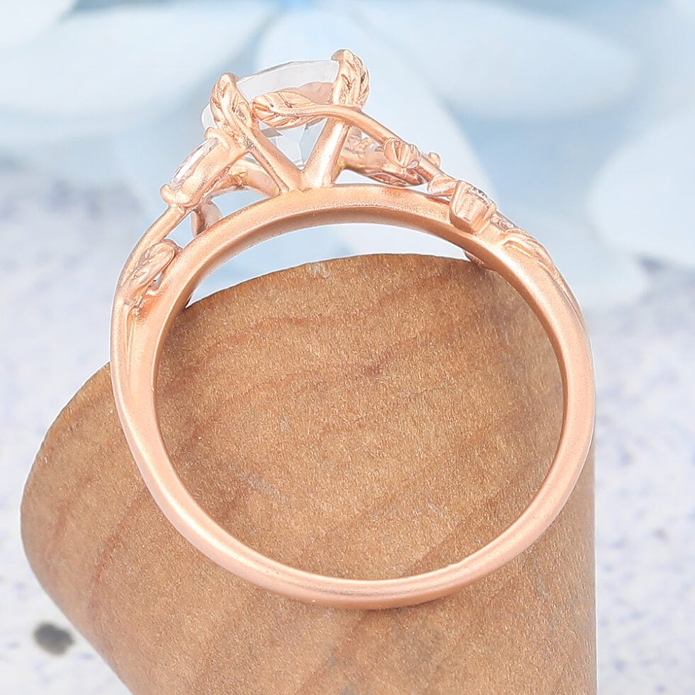 Matte Finish Vintage Moonstone Engagement Ring