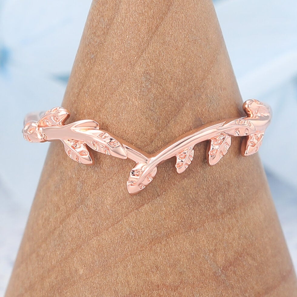 Vintage Solid Wedding Band Ring Natural-Inspired Matching Stacking