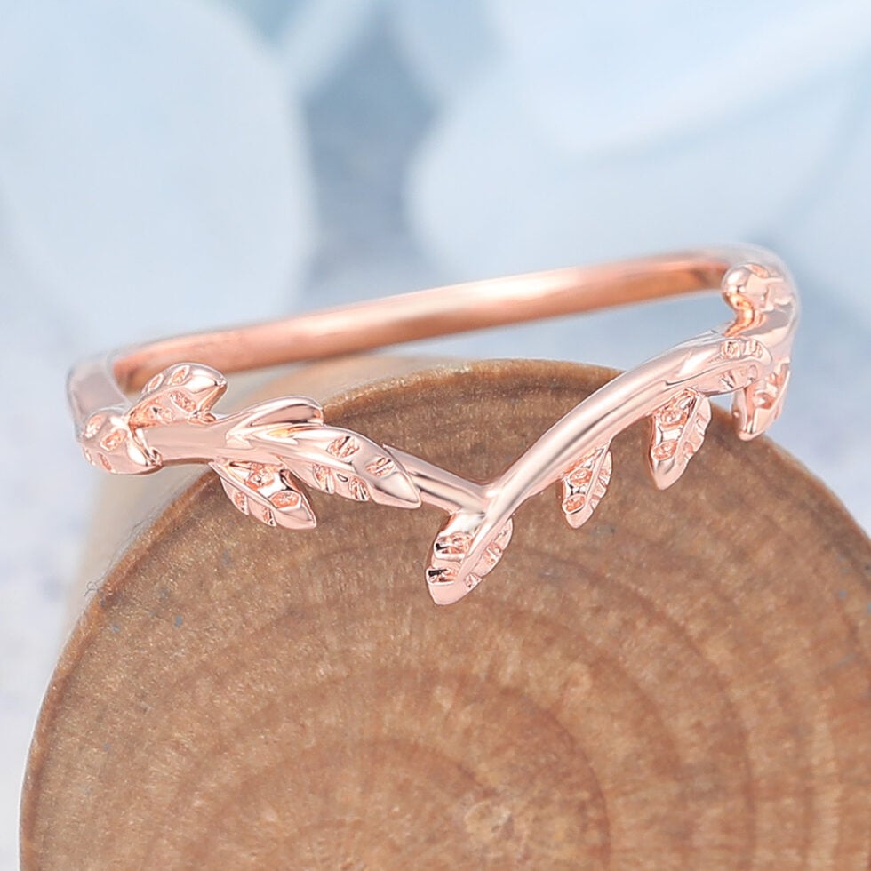 Vintage Solid Wedding Band Ring Natural-Inspired Matching Stacking