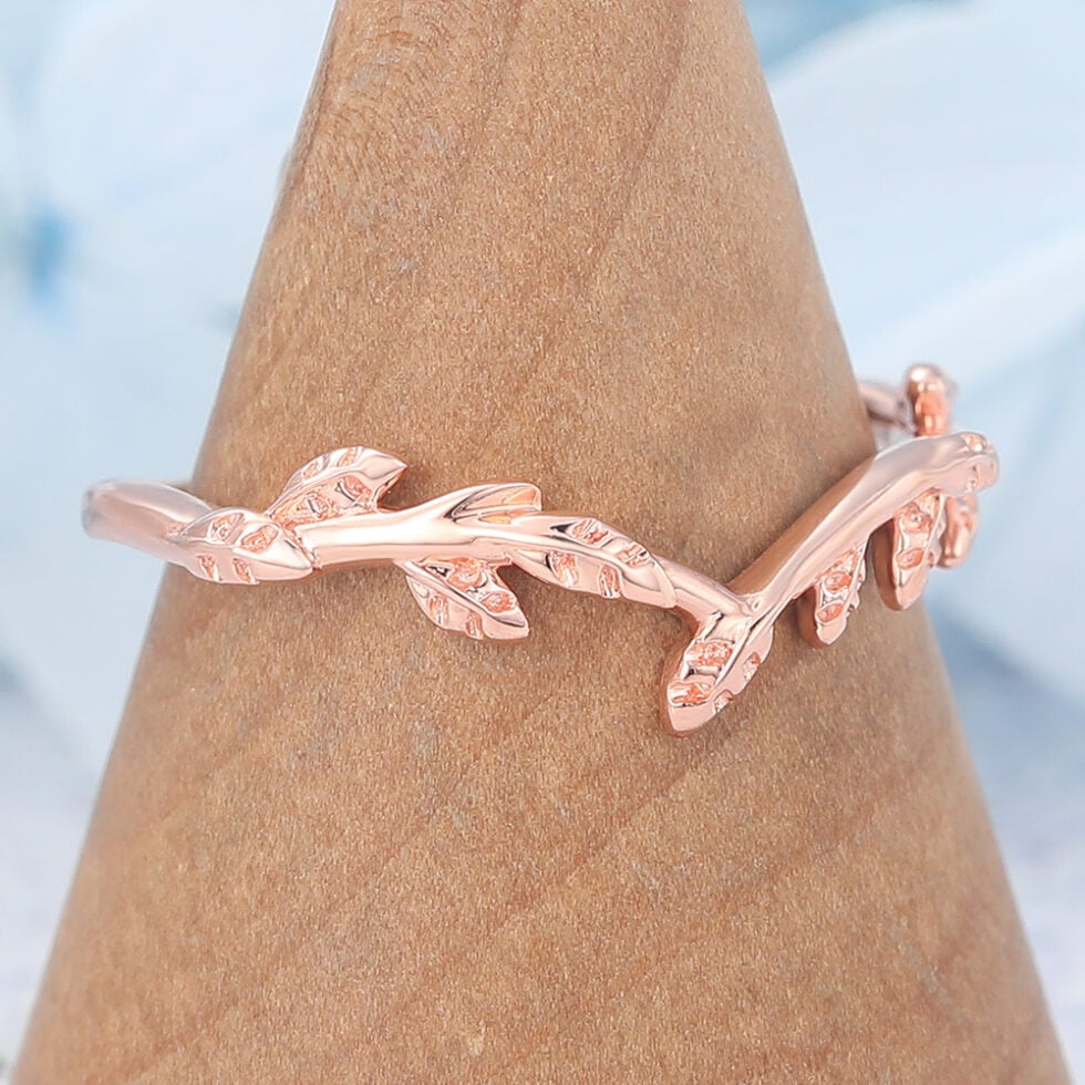 Vintage Solid Wedding Band Ring Natural-Inspired Matching Stacking