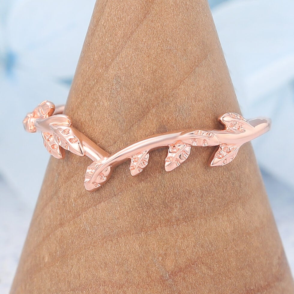 Vintage Solid Wedding Band Ring Natural-Inspired Matching Stacking