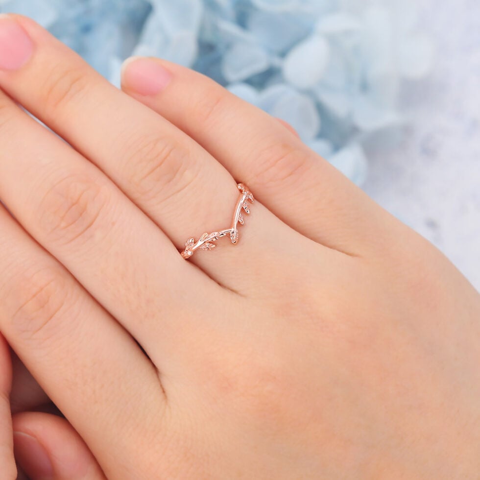 Vintage Solid Wedding Band Ring Natural-Inspired Matching Stacking