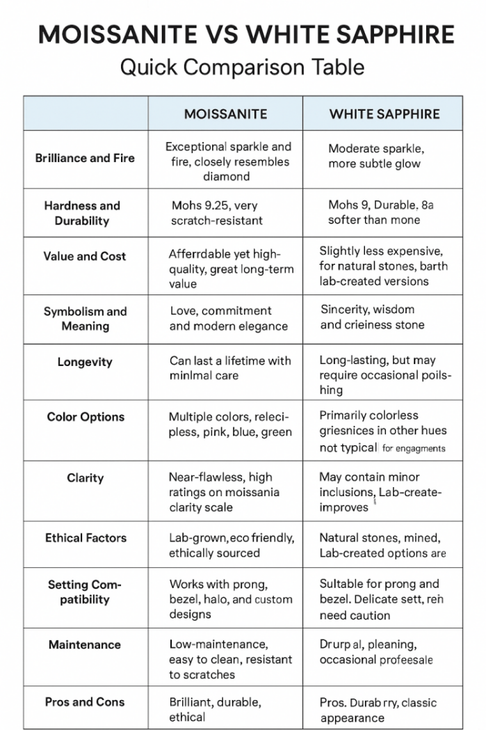 moissanite vs white sapphire