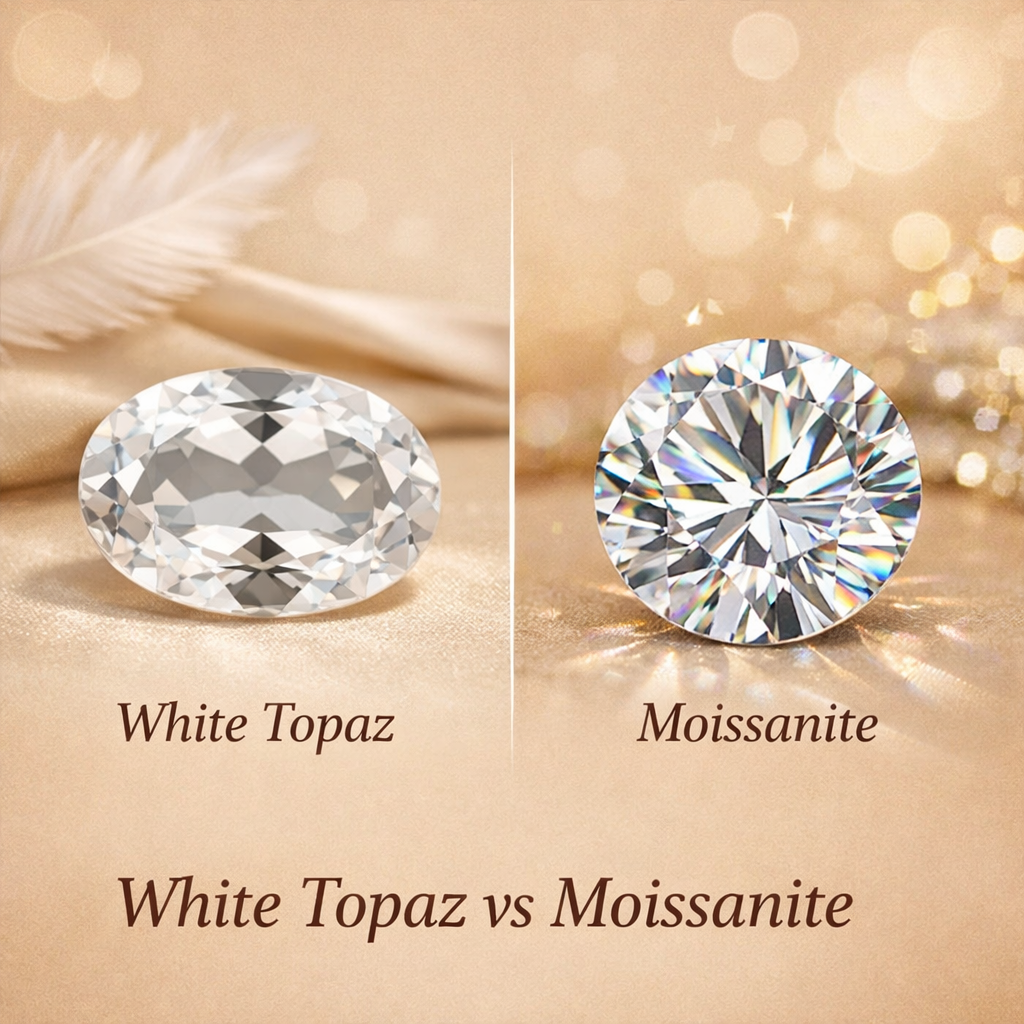 White Topaz vs Moissanite