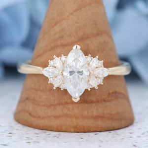 Low Profile Moissanite Engagement Rings Marquise Moissanite Rings Christmas Jewelry Colored Moissanite ring
