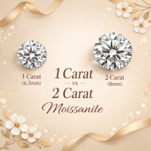 1 carat vs 2 carat moissanite