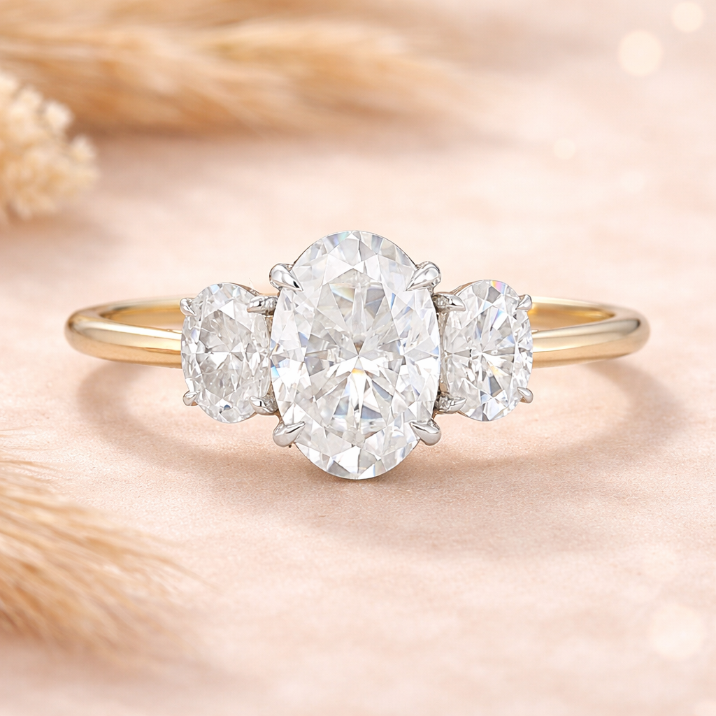 Three Stone Moissanite Ring