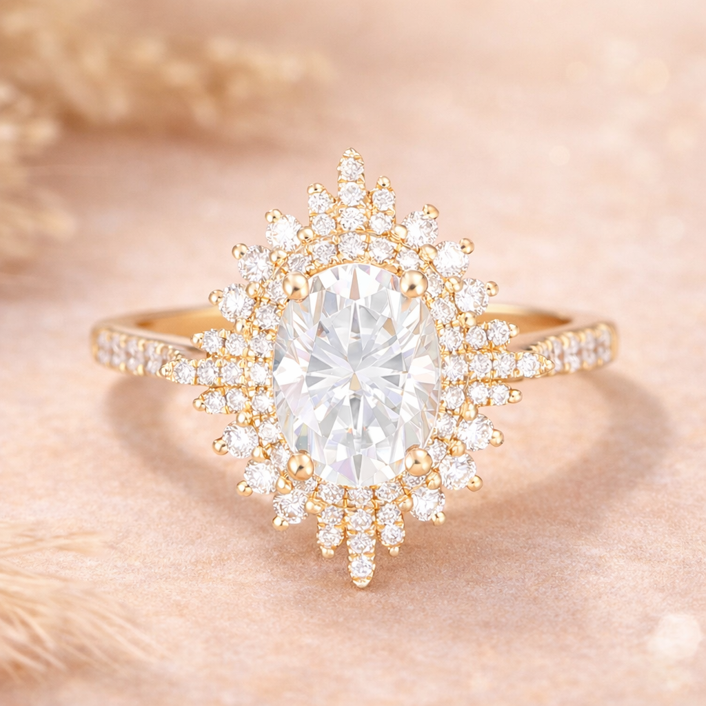 moissanite halo ring